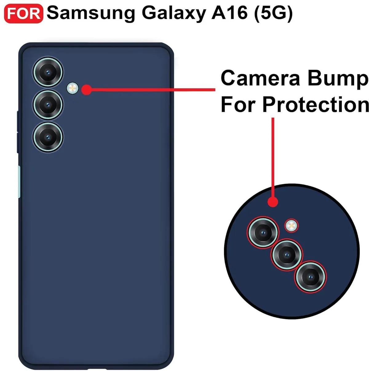 Micvir Back Cover for Samsung Galaxy A16 5G (Blue, Dual Protection, Silicon, Pack of: 1) — image 3 of 5