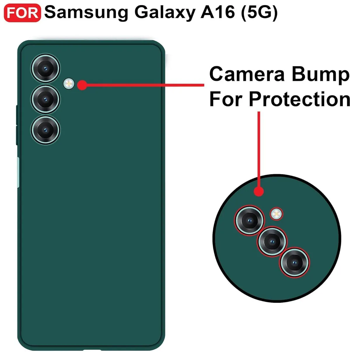 Micvir Back Cover for Samsung Galaxy A16 5G (Green, Dual Protection, Silicon, Pack of: 1) — image 3 of 5