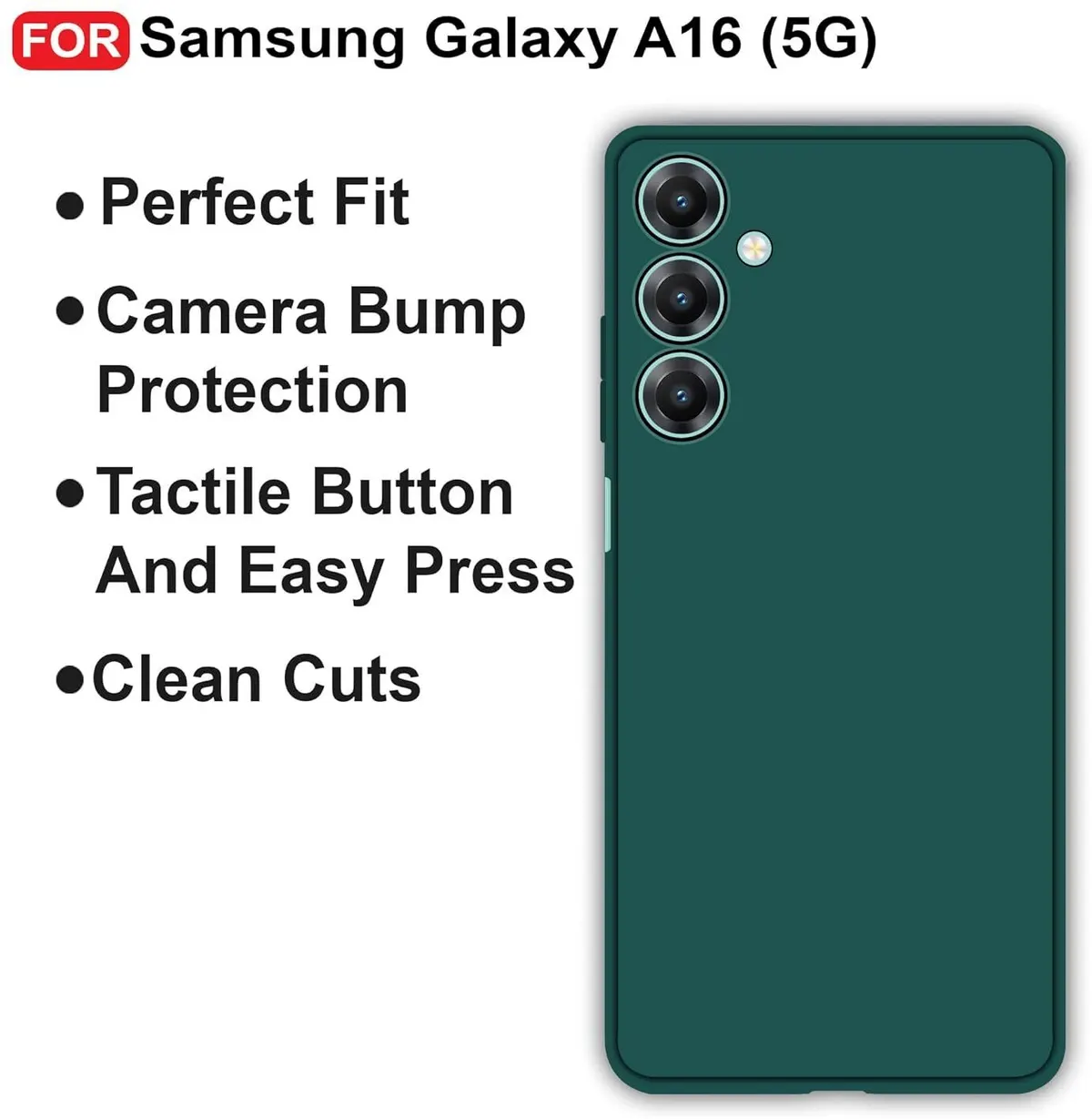 Micvir Back Cover for Samsung Galaxy A16 5G (Green, Dual Protection, Silicon, Pack of: 1) — image 4 of 5