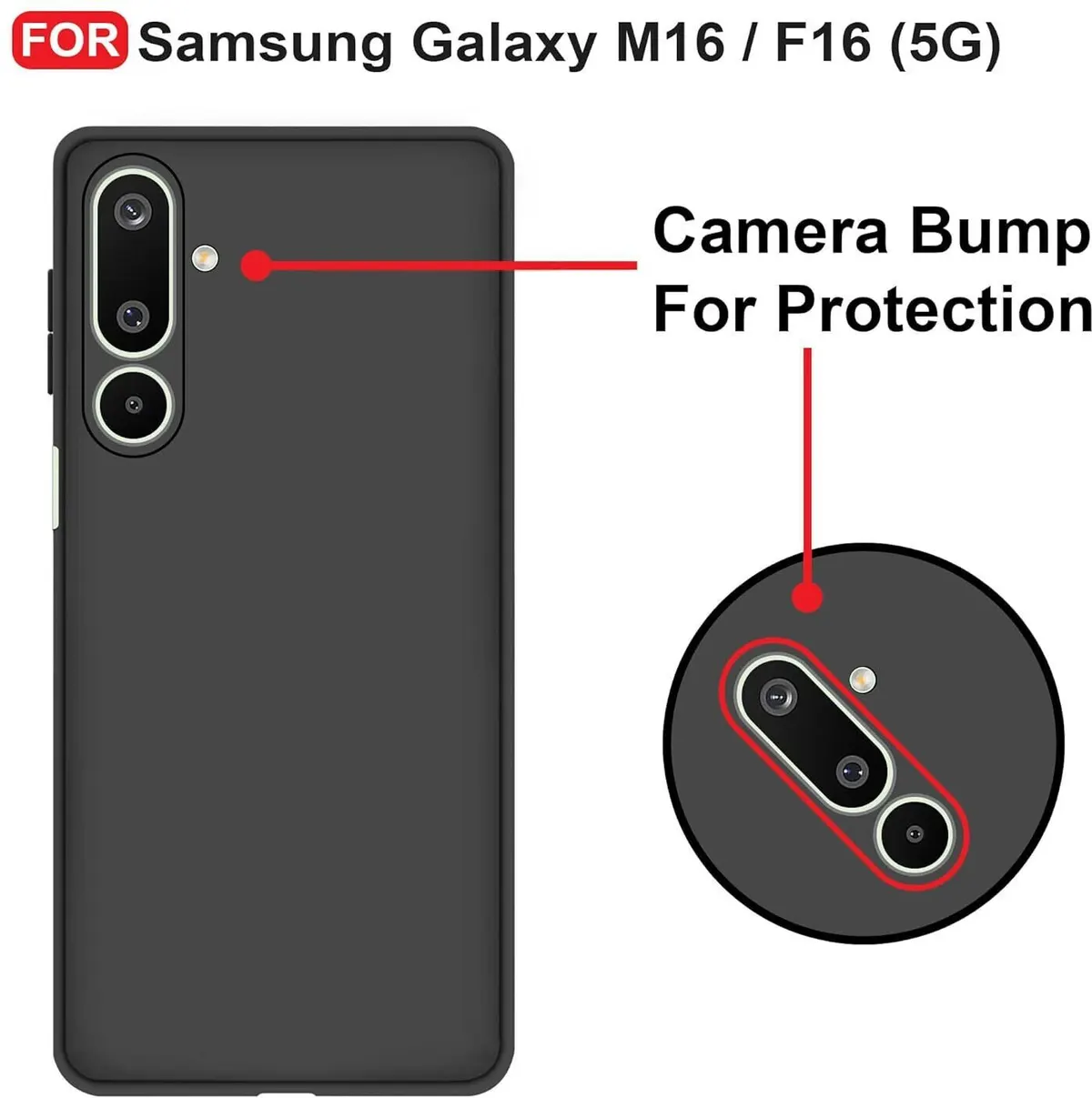 Micvir Back Cover for Samsung Galaxy F16 5G (Black, Dual Protection, Silicon, Pack of: 1) — image 3 of 5