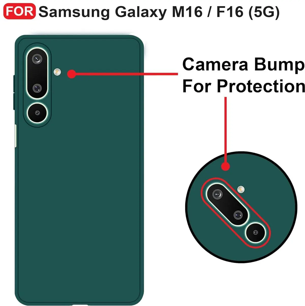 Micvir Back Cover for Samsung Galaxy F16 5G (Green, Dual Protection, Silicon, Pack of: 1) — image 3 of 5
