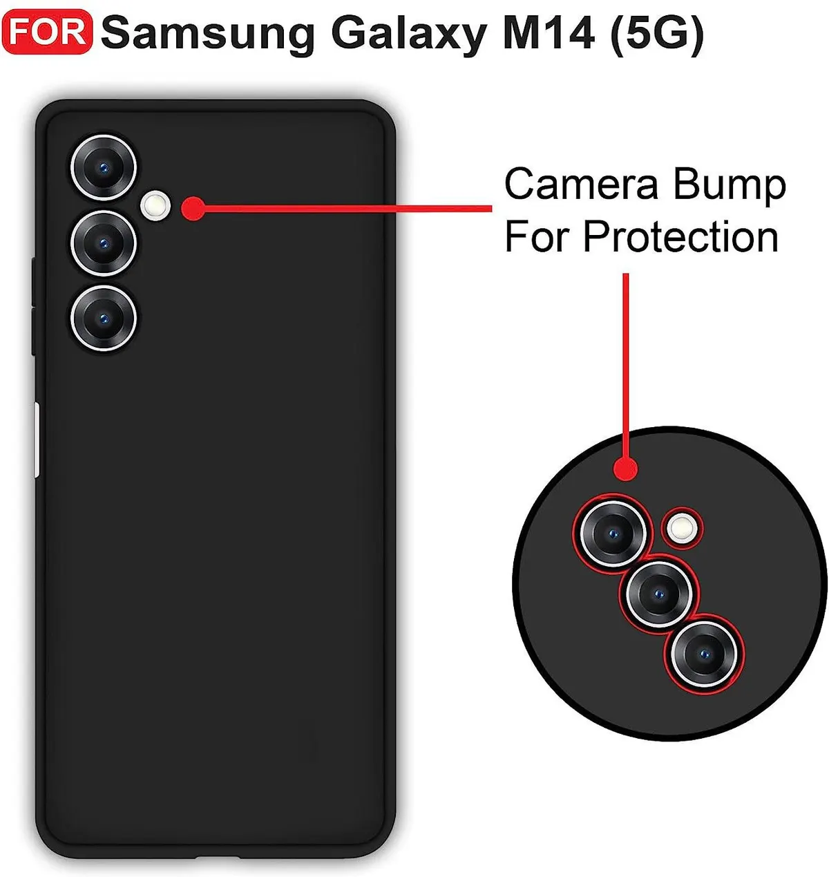 Micvir Back Cover for Samsung Galaxy M14 5G (Black, Dual Protection, Silicon, Pack of: 1) — image 2 of 5