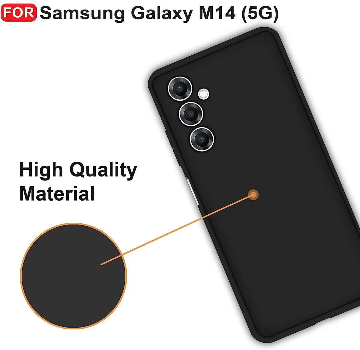 Micvir Back Cover for Samsung Galaxy M14 5G (Black, Dual Protection, Silicon, Pack of: 1) — image 3 of 5