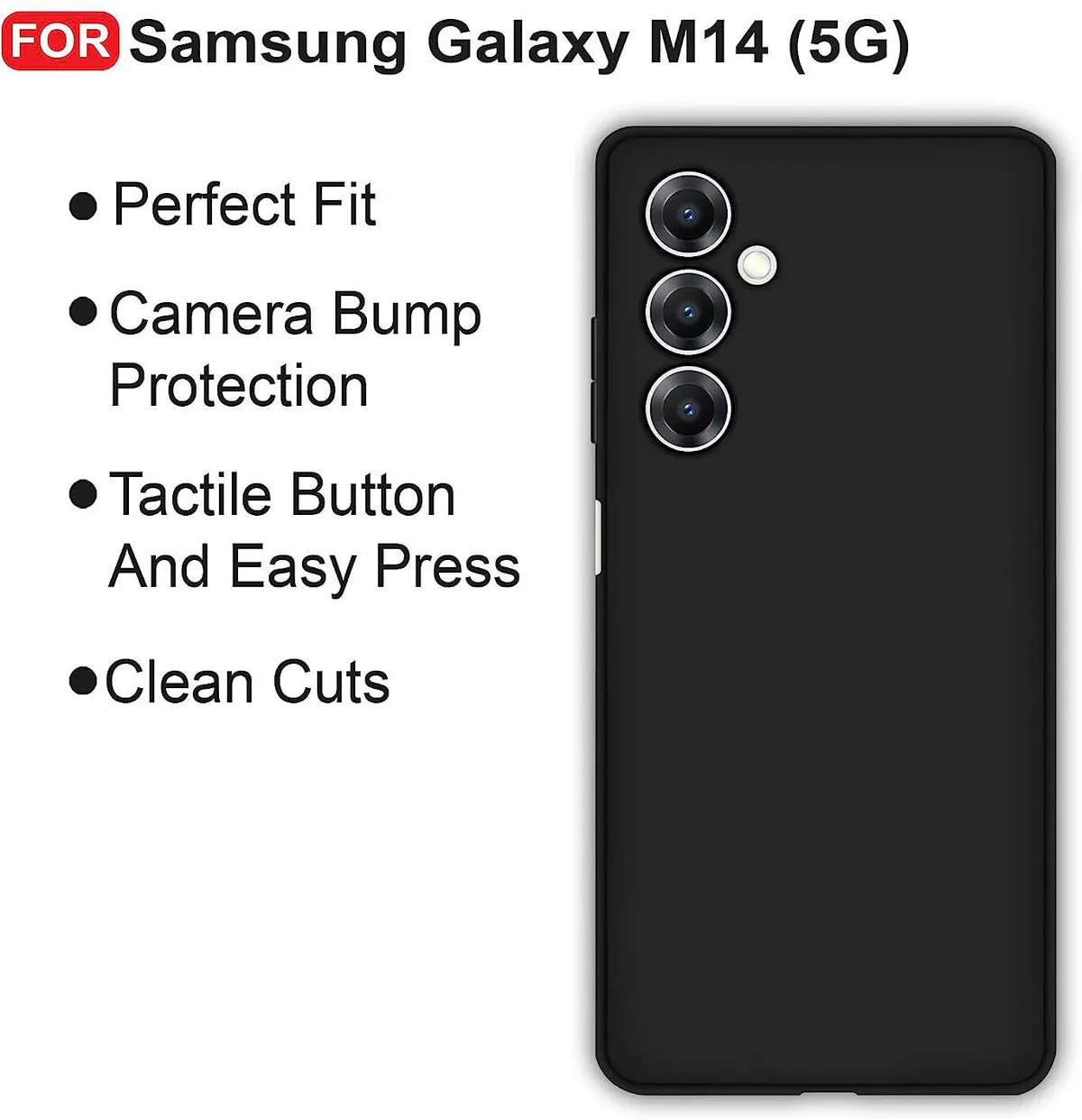 Micvir Back Cover for Samsung Galaxy M14 5G (Black, Dual Protection, Silicon, Pack of: 1) — image 4 of 5