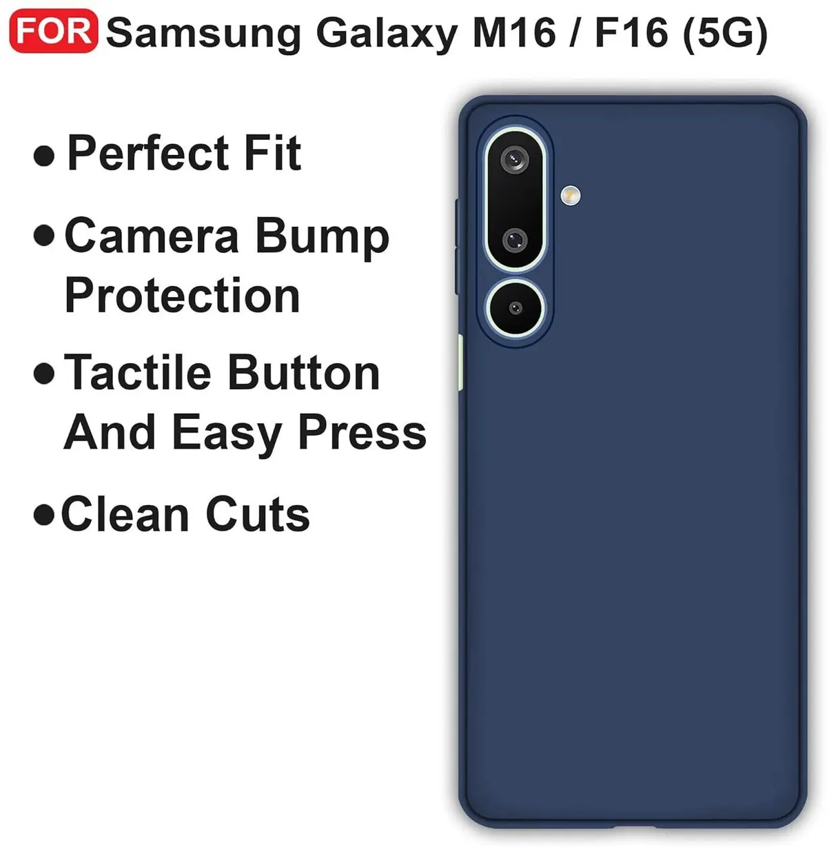 Micvir Back Cover for Samsung Galaxy M16 5G (Blue, Dual Protection, Silicon, Pack of: 1) — image 4 of 5
