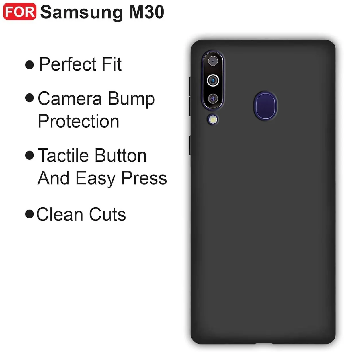 Xolia Back Cover for Samsung M30 (Black, Dual Protection, Silicon, Pack of: 1) — image 4 of 5