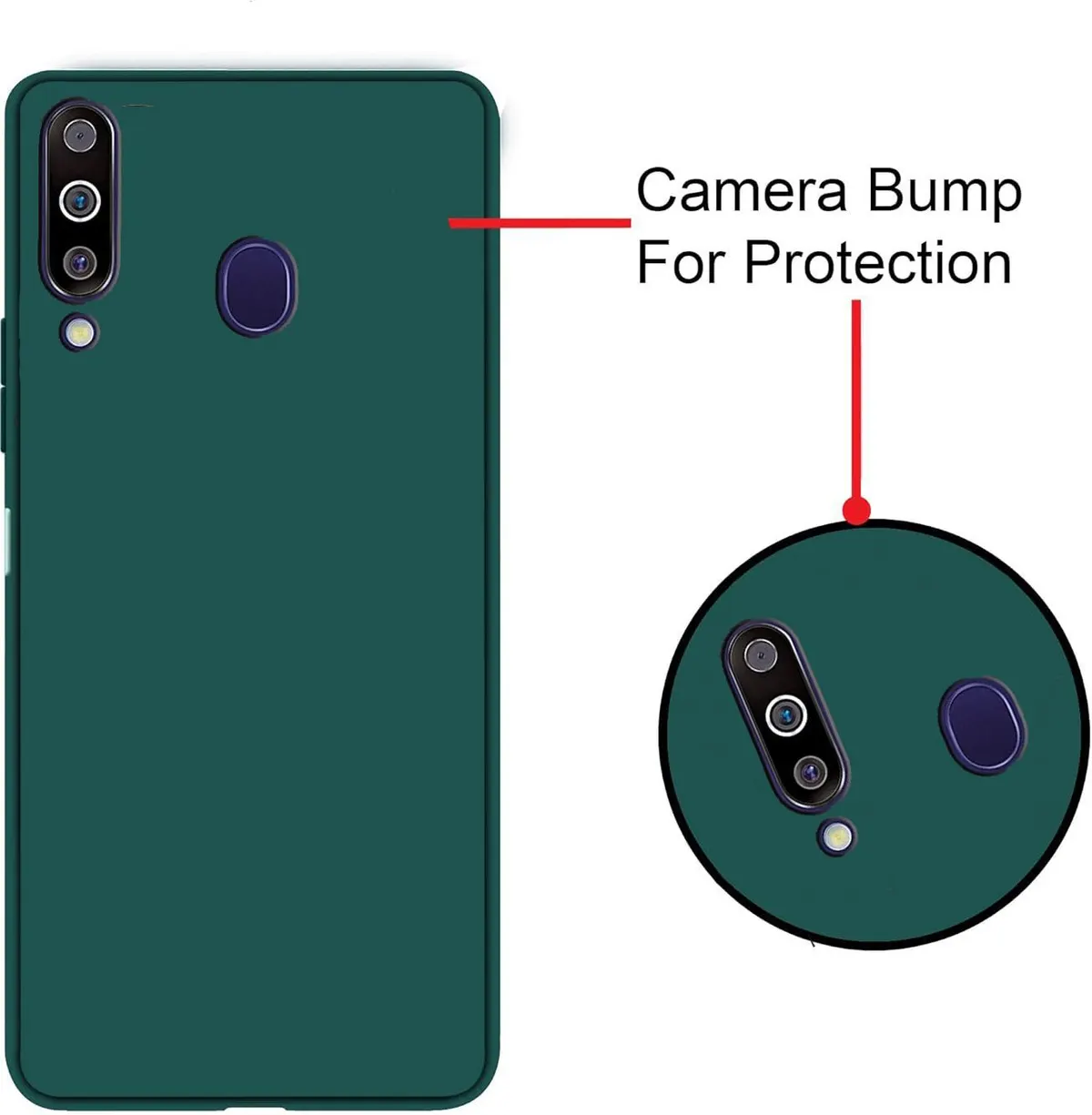 Xolia Back Cover for Samsung M30 (Green, Dual Protection, Silicon, Pack of: 1) — image 2 of 5