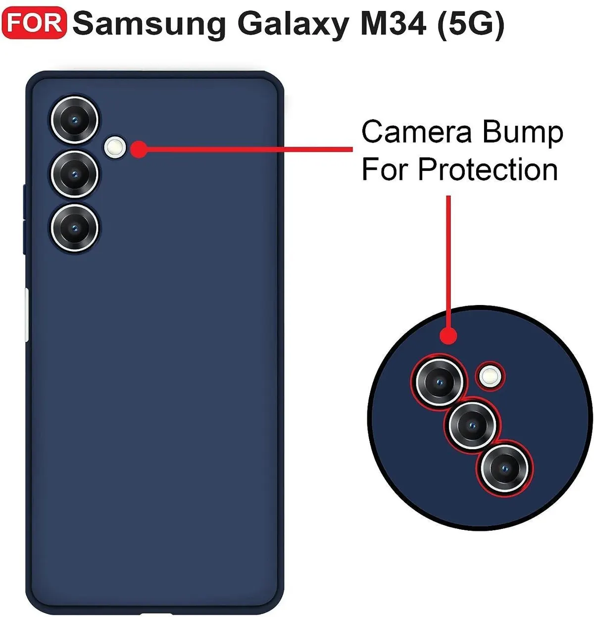 Micvir Back Cover for Samsung Galaxy M34 5G (Blue, Dual Protection, Silicon, Pack of: 1) — image 2 of 5