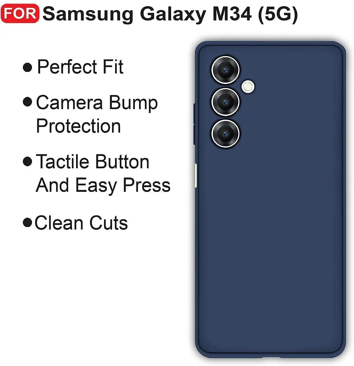 Micvir Back Cover for Samsung Galaxy M34 5G (Blue, Dual Protection, Silicon, Pack of: 1) — image 4 of 5
