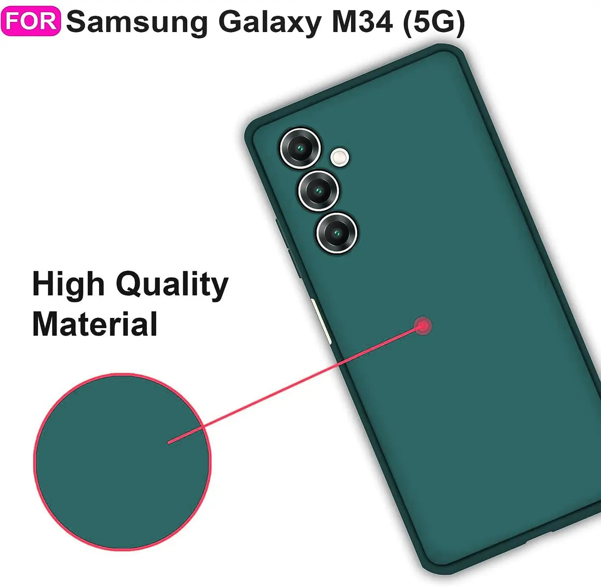 Micvir Back Cover for Samsung Galaxy M34 5G (Green, Dual Protection, Silicon, Pack of: 1) — image 3 of 5
