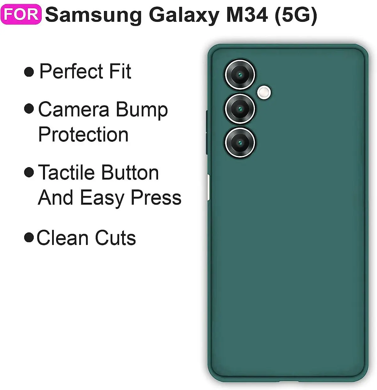Micvir Back Cover for Samsung Galaxy M34 5G (Green, Dual Protection, Silicon, Pack of: 1) — image 4 of 5