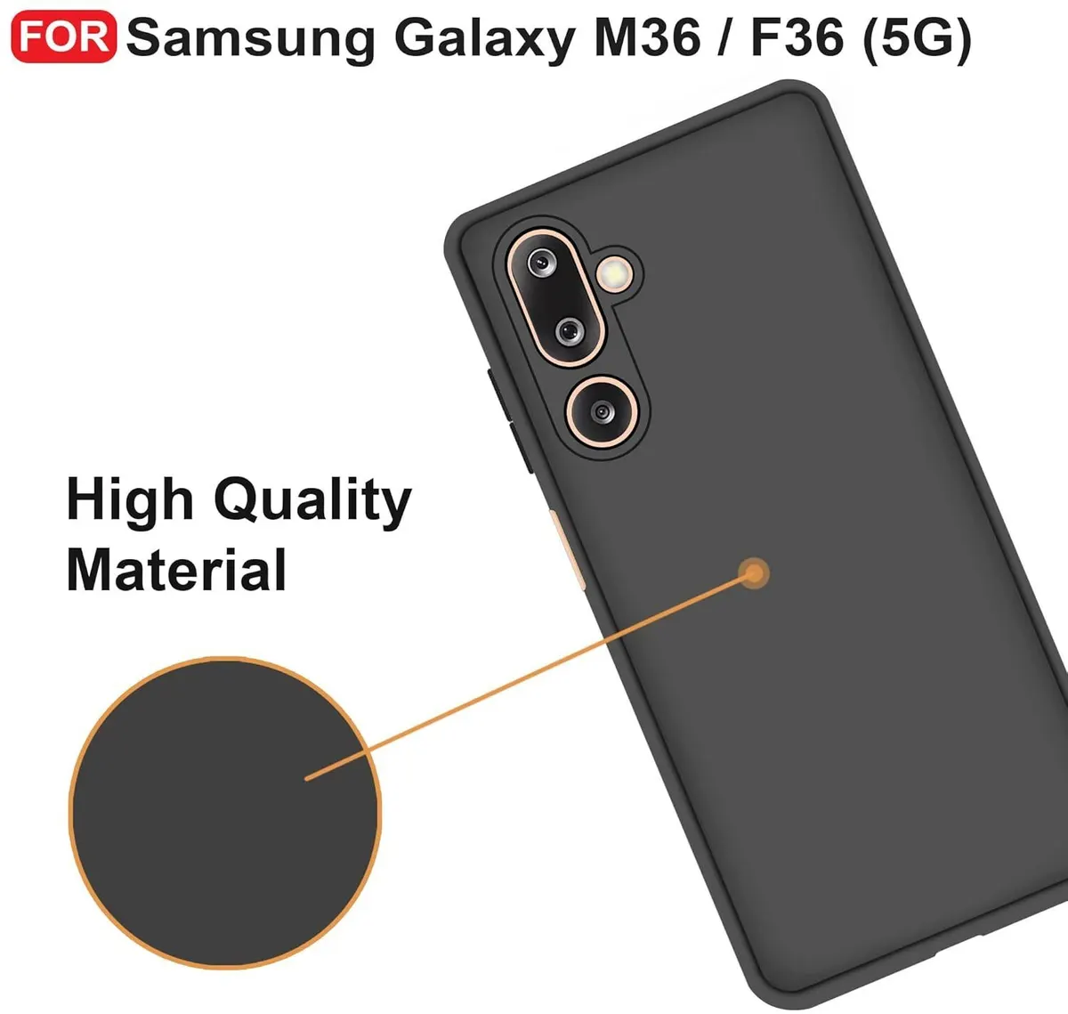 Micvir Back Cover for Samsung Galaxy M36 5G (Black, Dual Protection, Silicon, Pack of: 1) — image 2 of 5