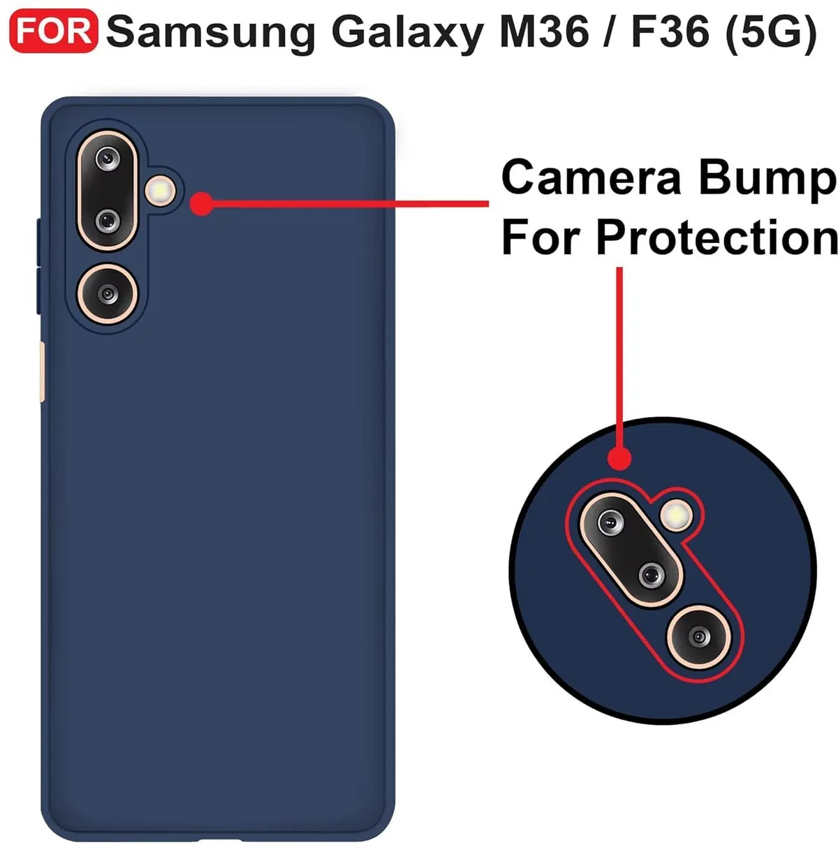 Micvir Back Cover for Samsung Galaxy M36 5G (Blue, Dual Protection, Silicon, Pack of: 1) — image 3 of 5