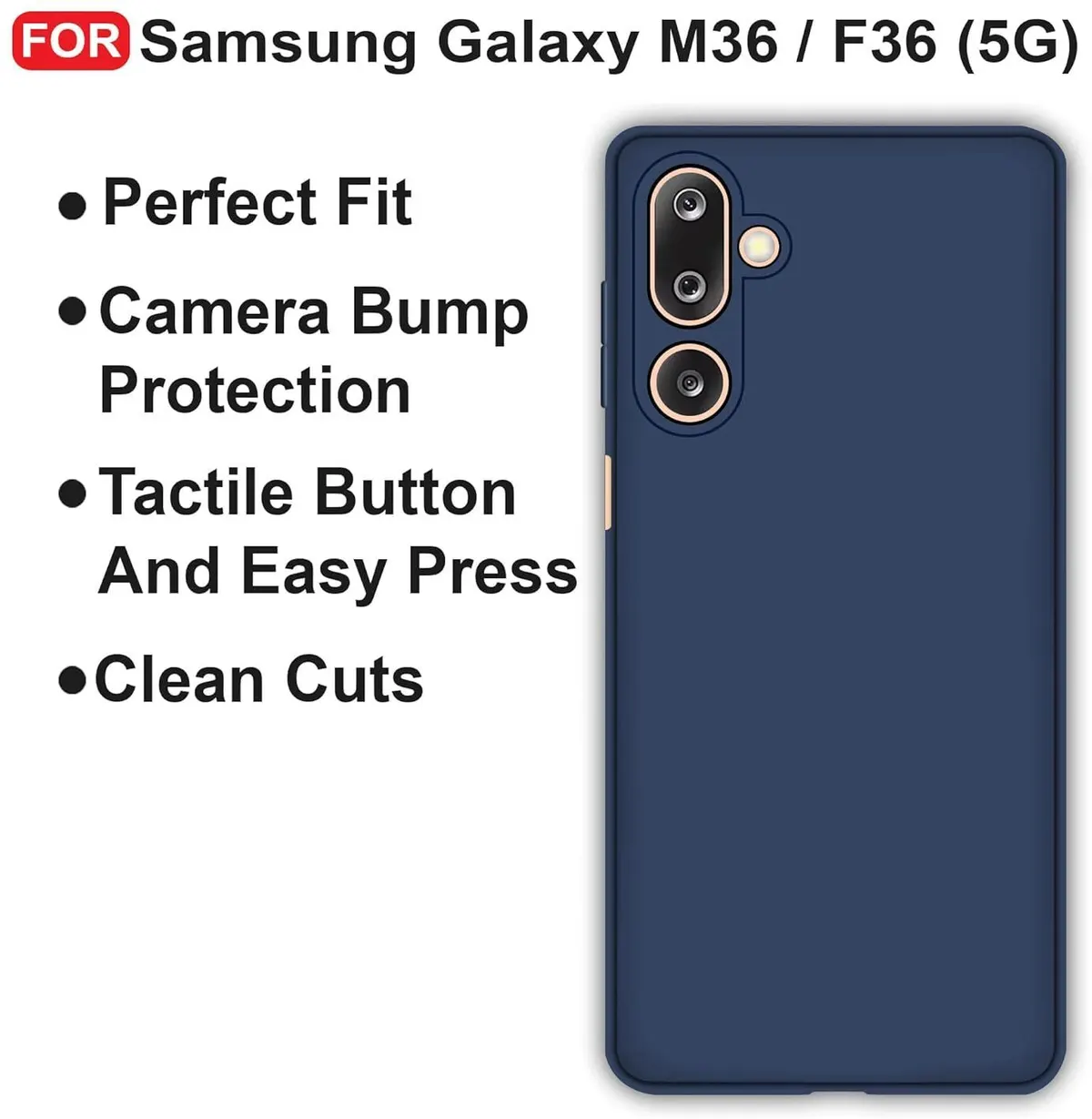 Micvir Back Cover for Samsung Galaxy M36 5G (Blue, Dual Protection, Silicon, Pack of: 1) — image 4 of 5