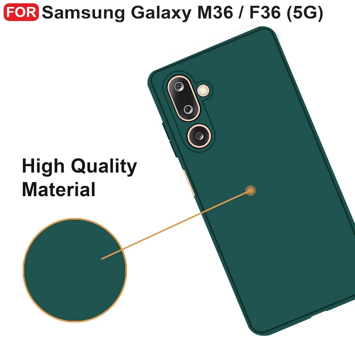 Micvir Back Cover for Samsung Galaxy M36 5G (Green, Dual Protection, Silicon, Pack of: 1) — image 2 of 5