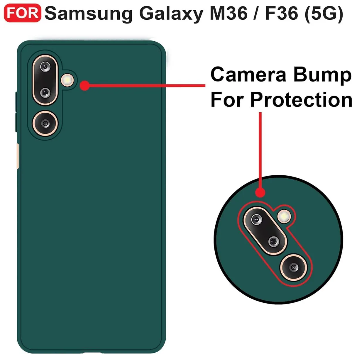 Micvir Back Cover for Samsung Galaxy M36 5G (Green, Dual Protection, Silicon, Pack of: 1) — image 3 of 5