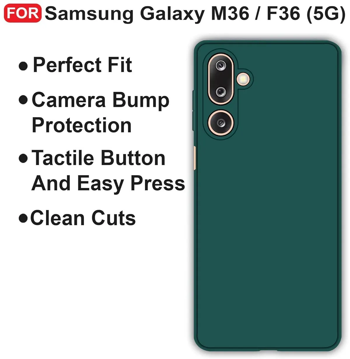 Micvir Back Cover for Samsung Galaxy M36 5G (Green, Dual Protection, Silicon, Pack of: 1) — image 4 of 5