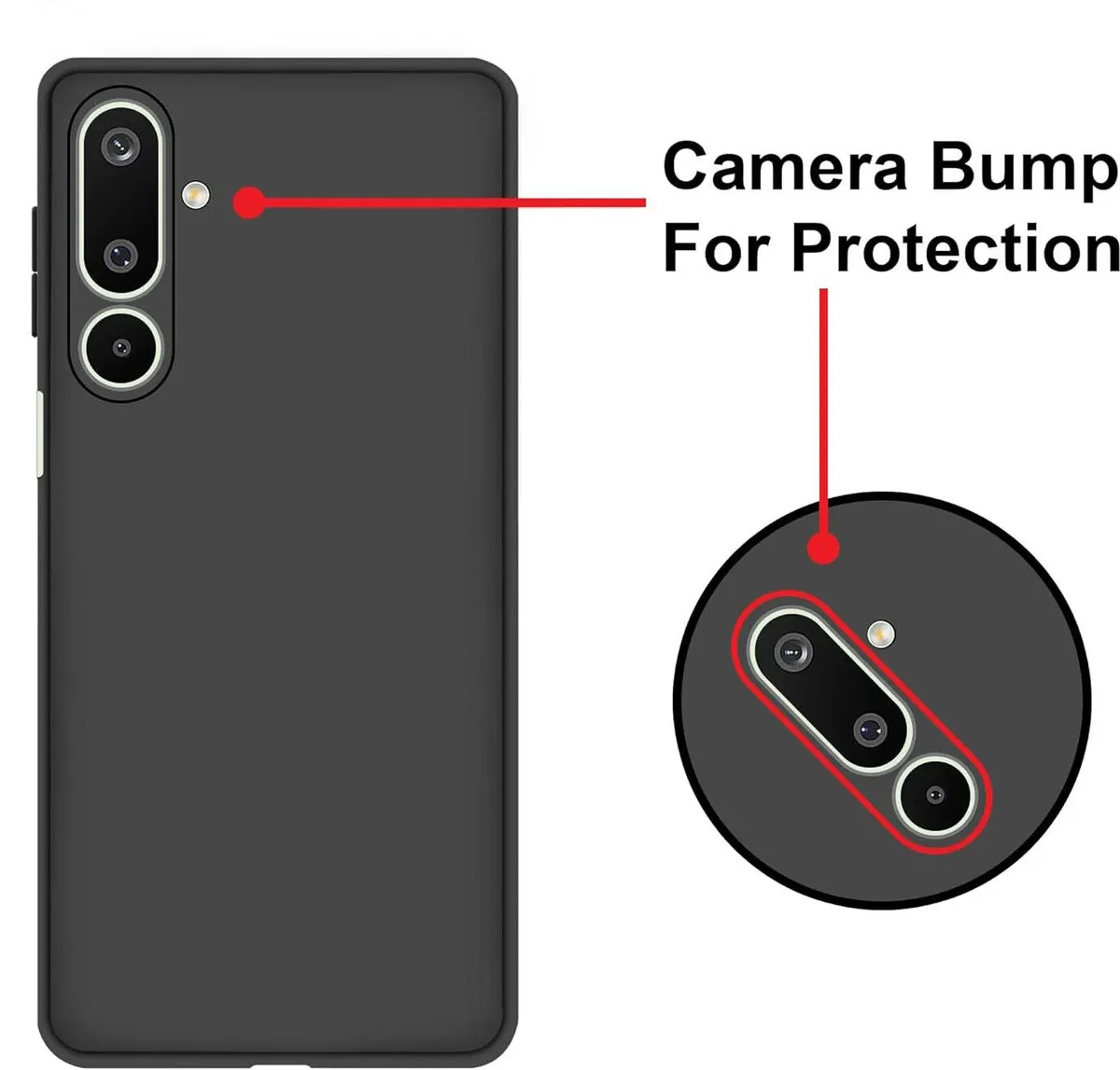 Micvir Back Cover for Samsung Galaxy F56 5G (Black, Dual Protection, Silicon, Pack of: 1) — image 3 of 5