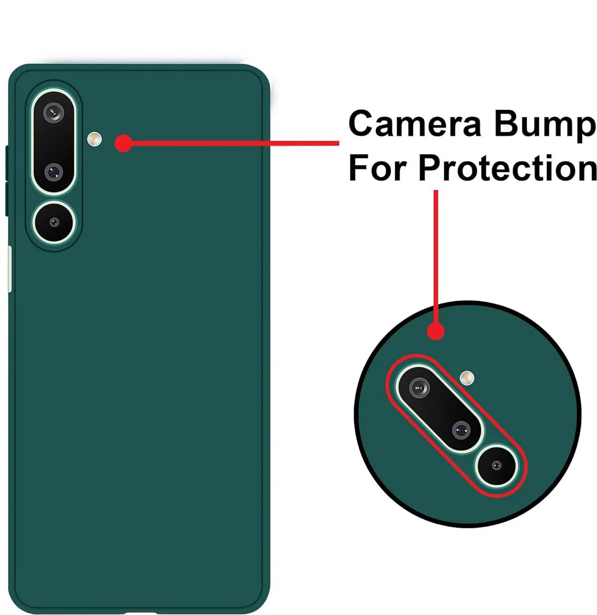 Micvir Back Cover for Samsung Galaxy M56 5G (Green, Dual Protection, Silicon, Pack of: 1) — image 3 of 5