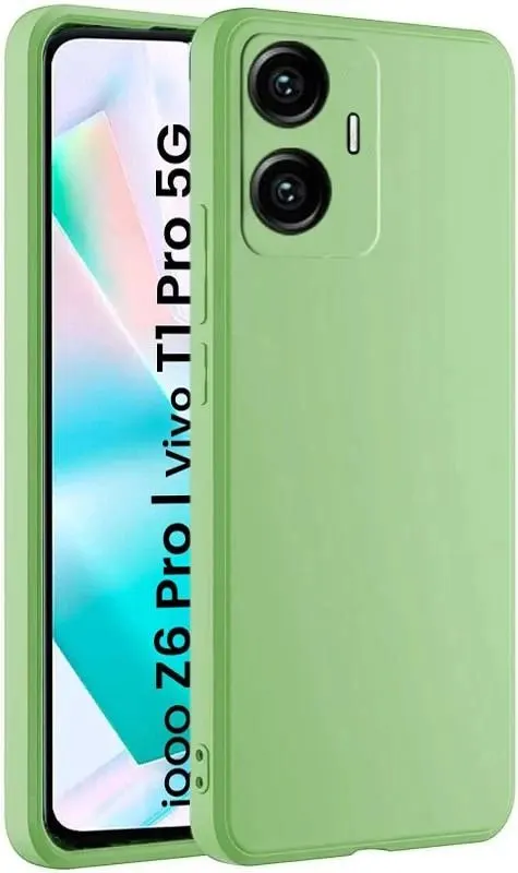 Micvir Back Cover for iQOO Z6 44W (Green, Dual Protection, Silicon, Pack of: 1)