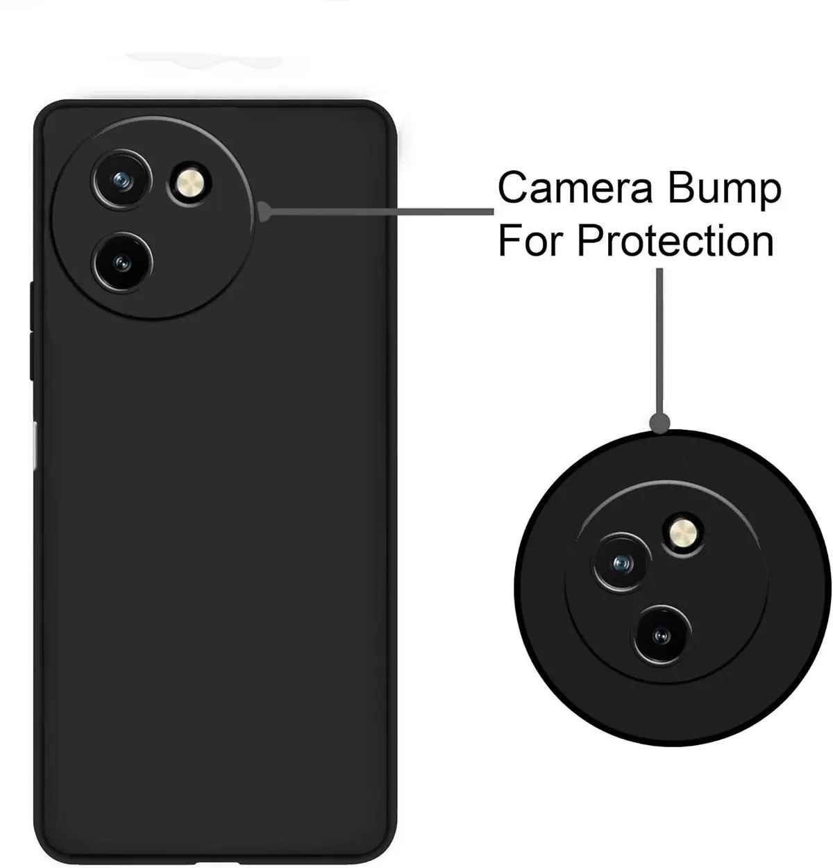Micvir Back Cover for Vivo T3X 5G (Black, Dual Protection, Silicon, Pack of: 1) — image 3 of 5