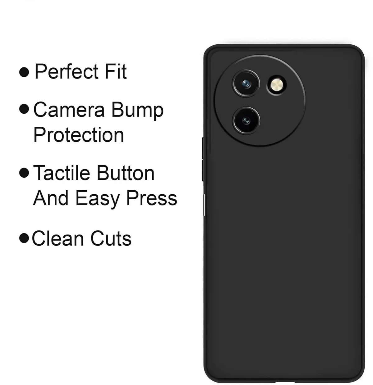 Micvir Back Cover for Vivo T3X 5G (Black, Dual Protection, Silicon, Pack of: 1) — image 4 of 5