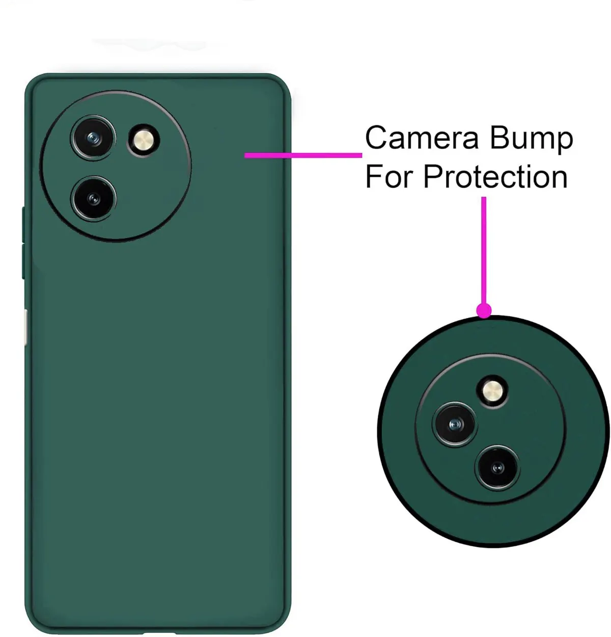 Micvir Back Cover for Vivo T3X 5G (Green, Dual Protection, Silicon, Pack of: 1) — image 3 of 5