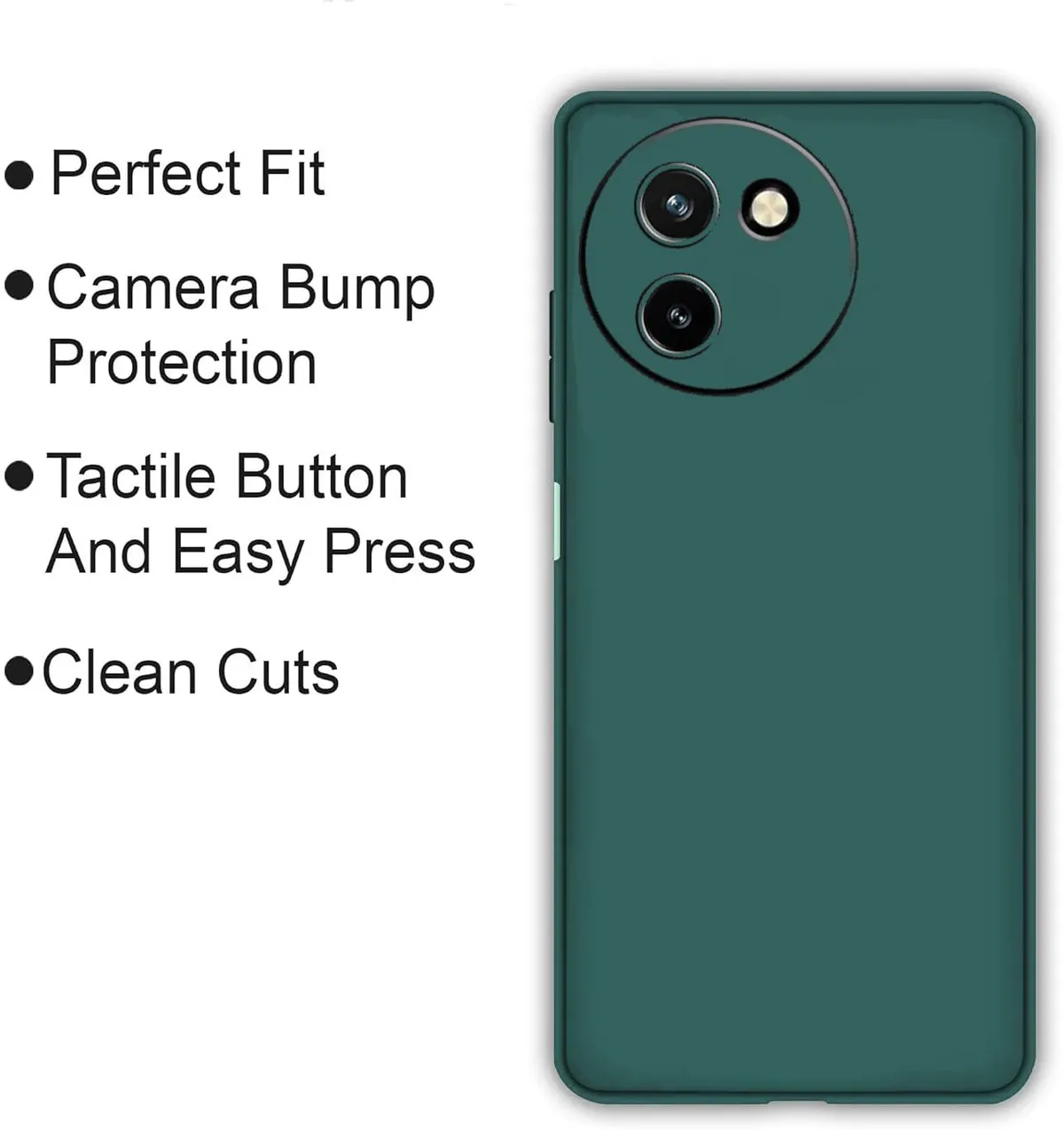 Micvir Back Cover for Vivo T3X 5G (Green, Dual Protection, Silicon, Pack of: 1) — image 4 of 5