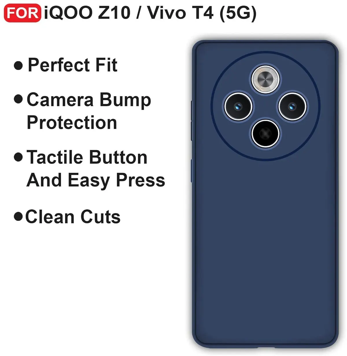 Micvir Back Cover for vivo T4 5G (Blue, Dual Protection, Silicon, Pack of: 1) — image 4 of 5