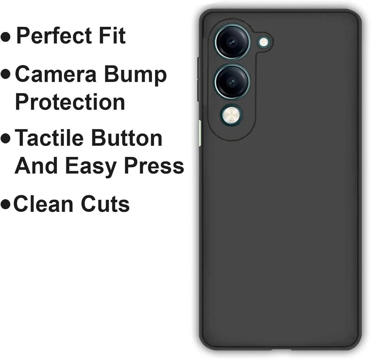 Micvir Back Cover for Vivo T4 Lite 5G (Black, Dual Protection, Silicon, Pack of: 1) — image 4 of 5