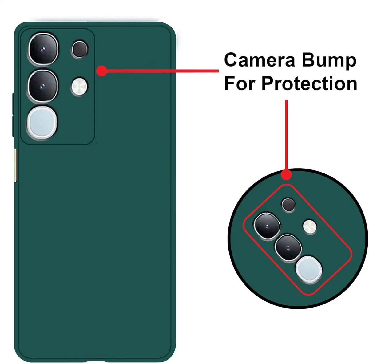 Micvir Back Cover for vivo T4x 5G (Green, Dual Protection, Silicon, Pack of: 1) — image 3 of 5