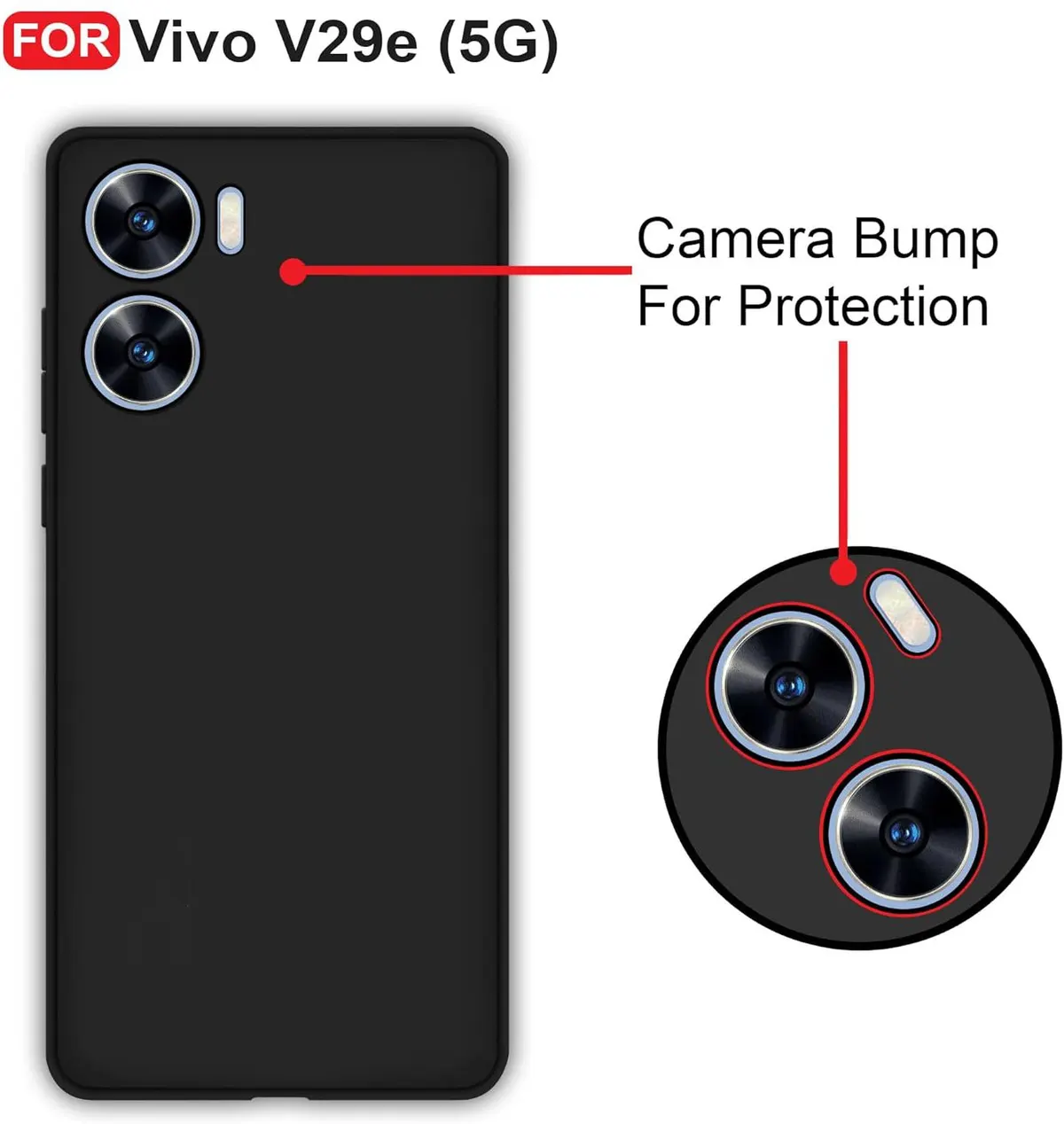 Micvir Back Cover for Vivo V29e 5G (Black, Dual Protection, Silicon, Pack of: 1) — image 2 of 5
