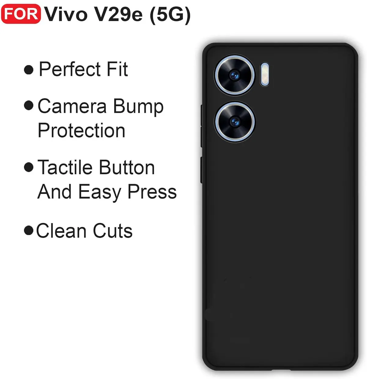 Micvir Back Cover for Vivo V29e 5G (Black, Dual Protection, Silicon, Pack of: 1) — image 4 of 5