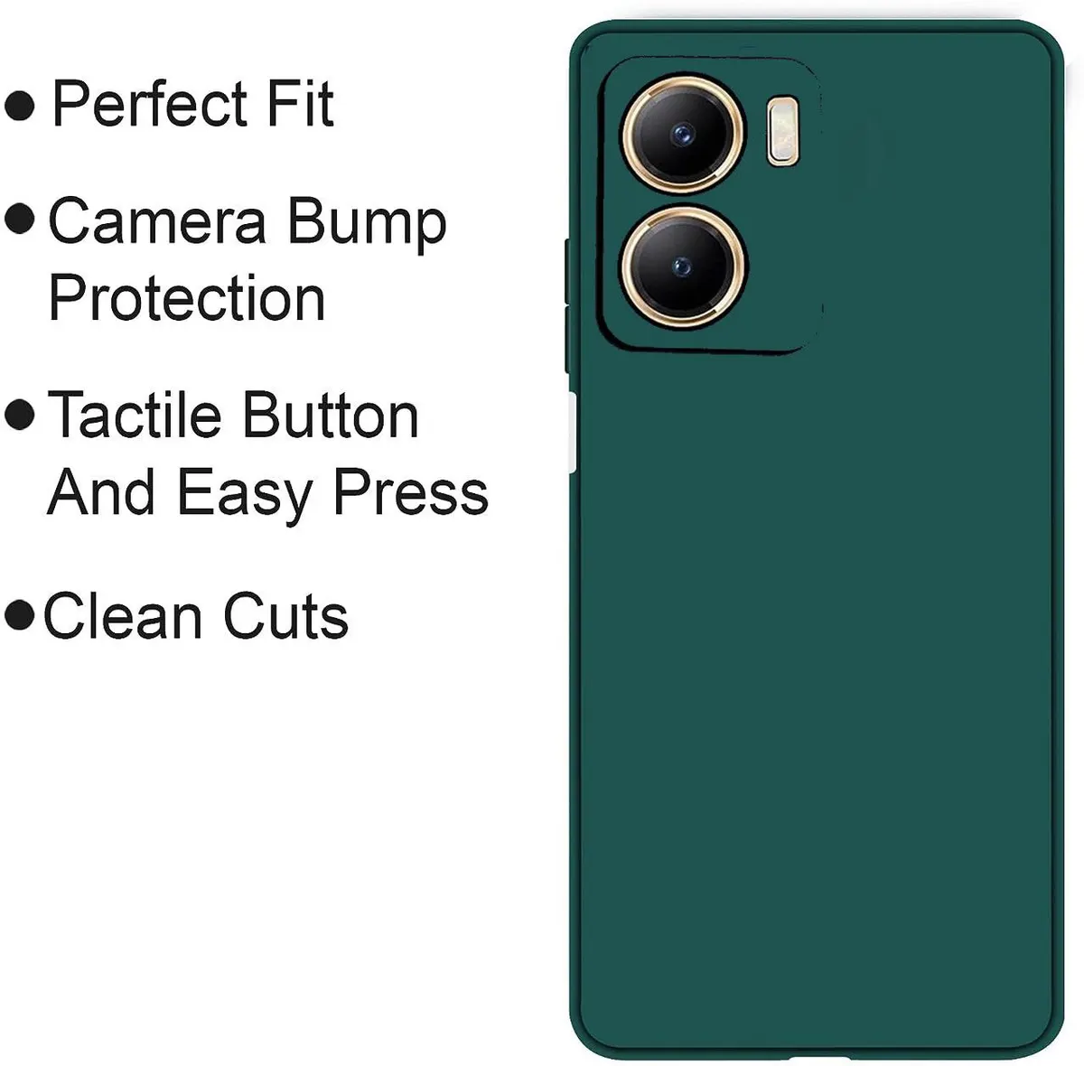 Micvir Back Cover for Vivo V29e 5G (Green, Dual Protection, Silicon, Pack of: 1) — image 4 of 5