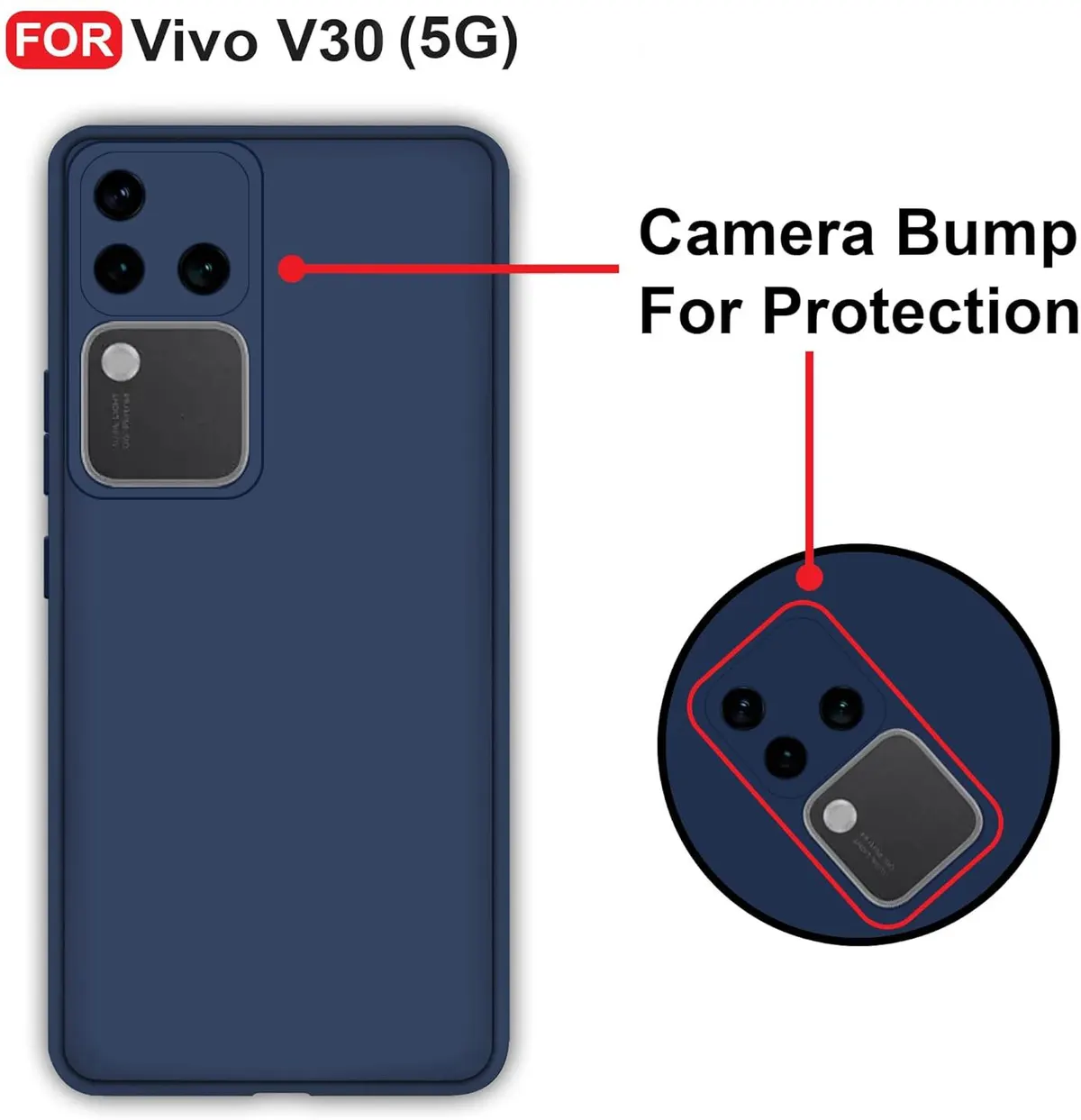 Micvir Back Cover for Vivo V30 5G (Blue, Dual Protection, Silicon, Pack of: 1) — image 2 of 5