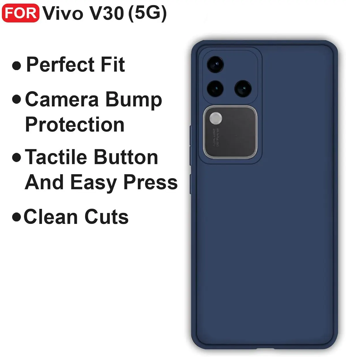 Micvir Back Cover for Vivo V30 5G (Blue, Dual Protection, Silicon, Pack of: 1) — image 4 of 5