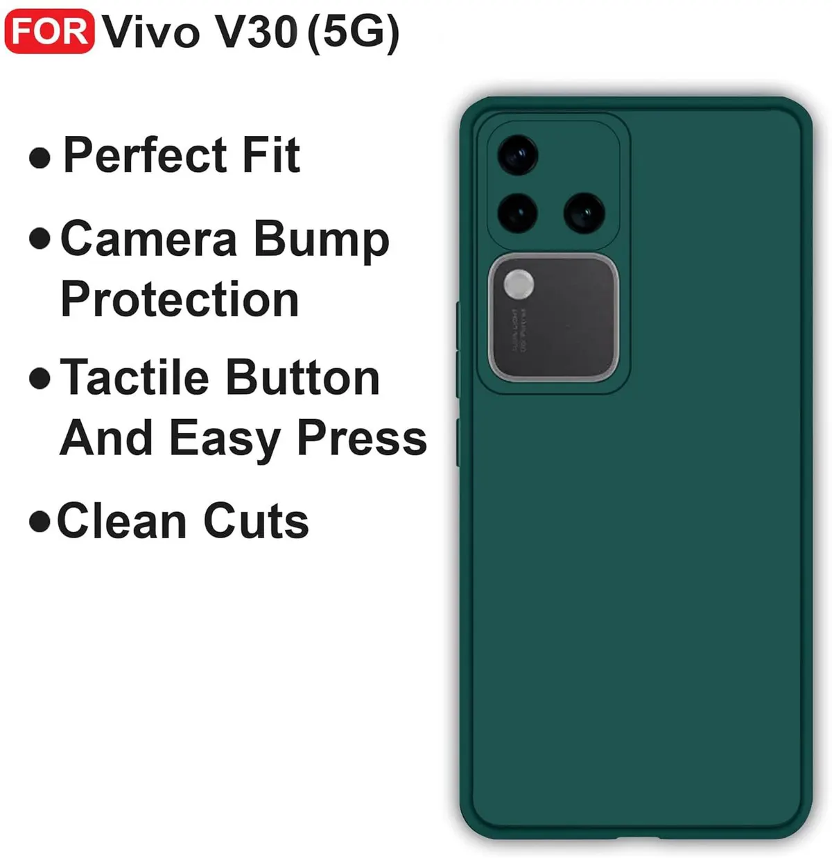Micvir Back Cover for Vivo V30 5G (Green, Dual Protection, Silicon, Pack of: 1) — image 4 of 5