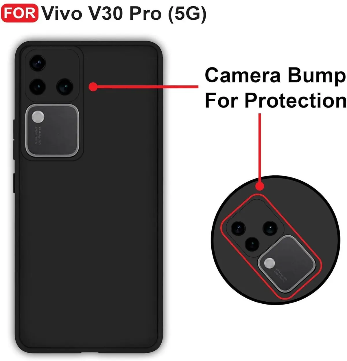 Micvir Back Cover for Vivo V30 Pro 5G (Black, Dual Protection, Silicon, Pack of: 1) — image 2 of 5