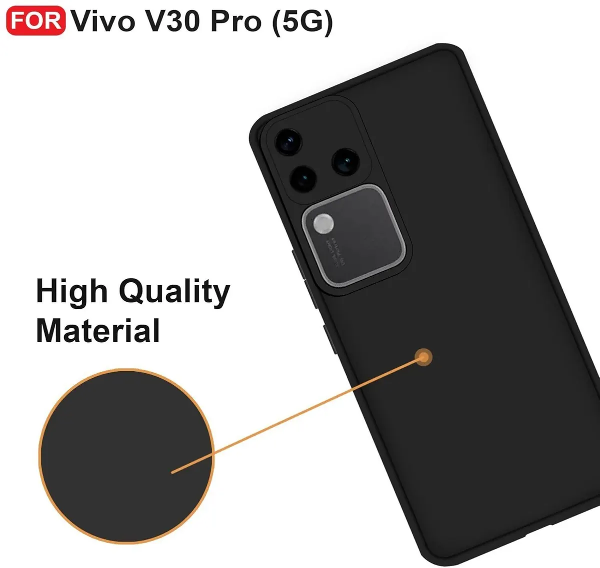 Micvir Back Cover for Vivo V30 Pro 5G (Black, Dual Protection, Silicon, Pack of: 1) — image 3 of 5