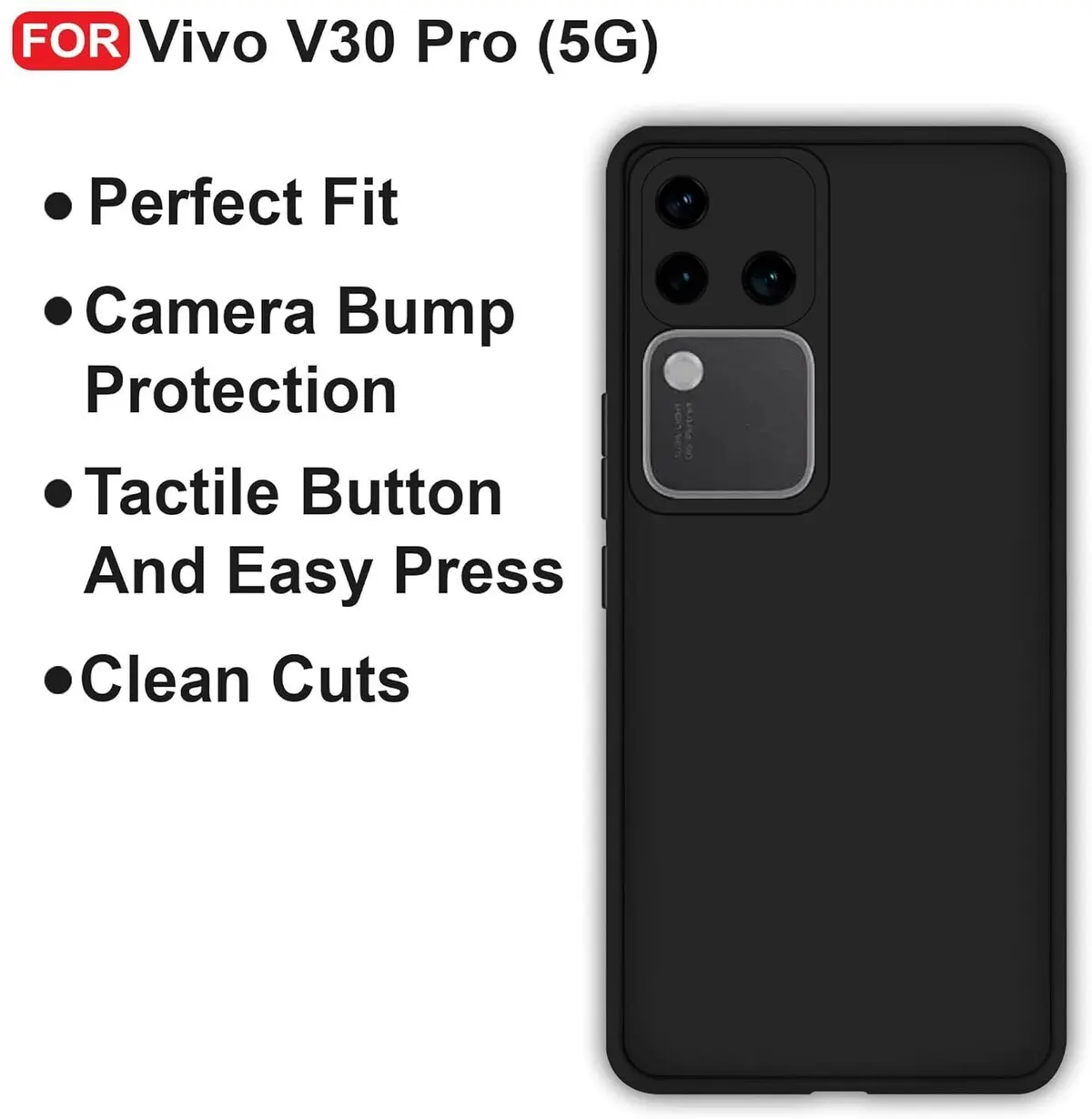 Micvir Back Cover for Vivo V30 Pro 5G (Black, Dual Protection, Silicon, Pack of: 1) — image 4 of 5