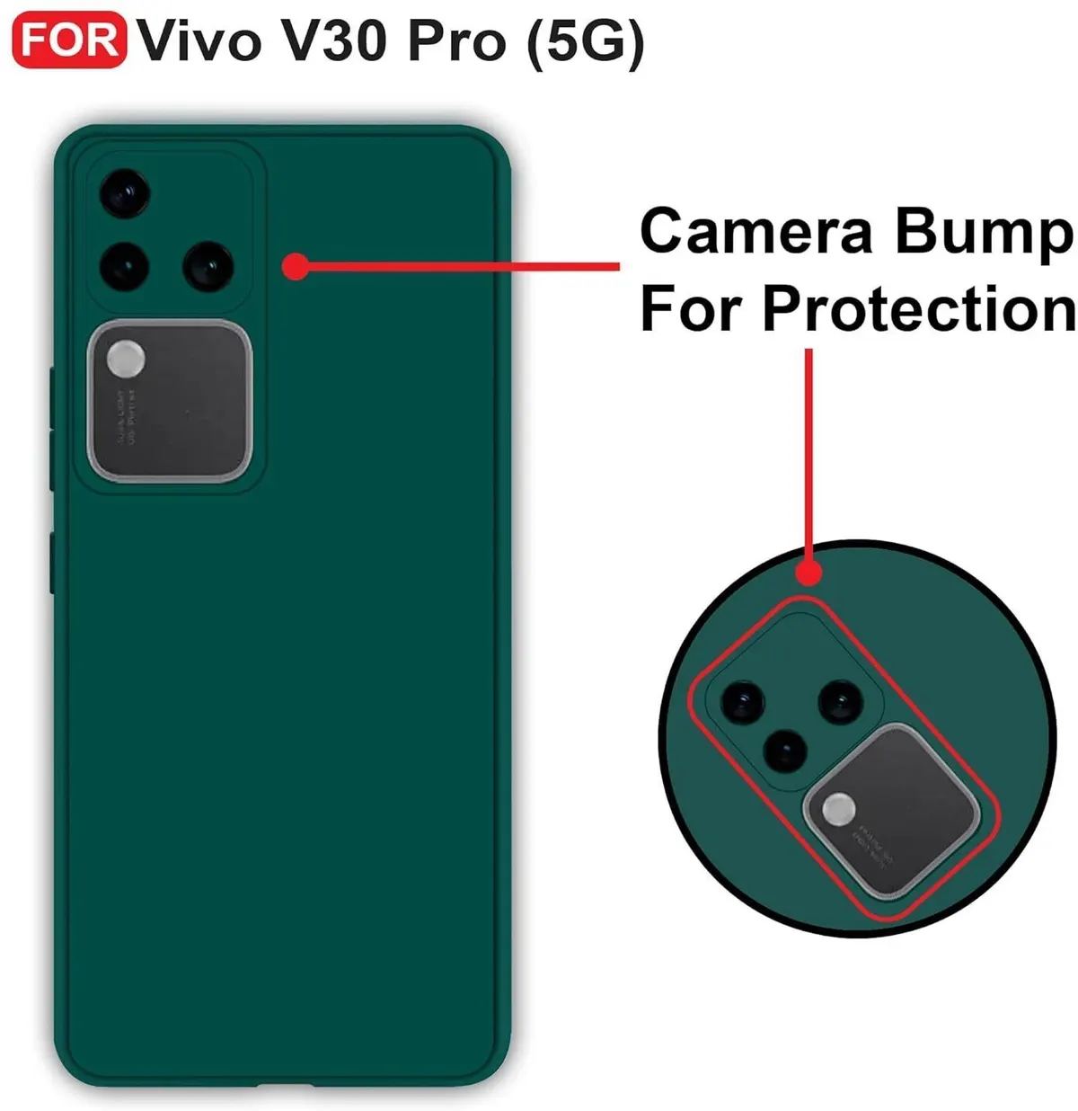 Micvir Back Cover for Vivo V30 Pro 5G (Green, Dual Protection, Silicon, Pack of: 1) — image 2 of 5