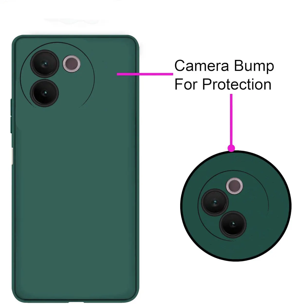 Micvir Back Cover for Vivo V30e 5G (Green, Dual Protection, Silicon, Pack of: 1) — image 2 of 5