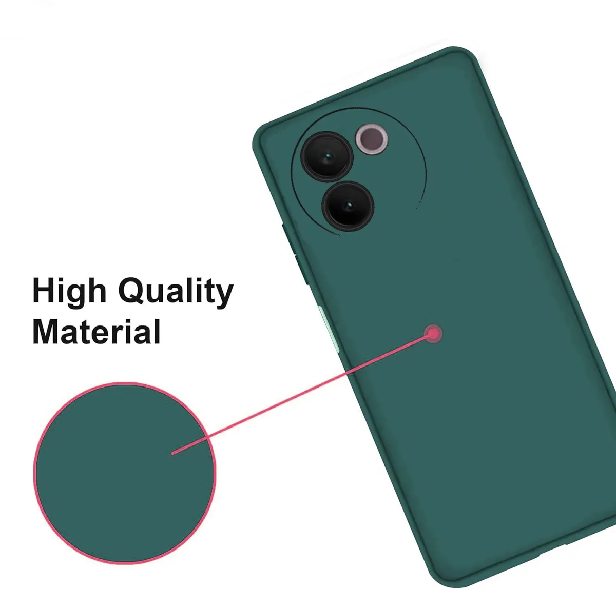 Micvir Back Cover for Vivo V30e 5G (Green, Dual Protection, Silicon, Pack of: 1) — image 3 of 5