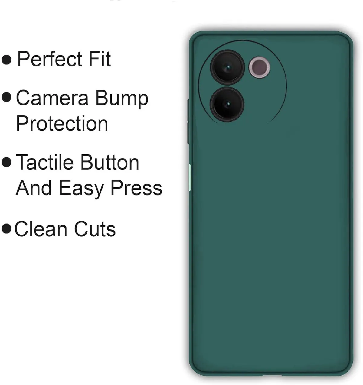 Micvir Back Cover for Vivo V30e 5G (Green, Dual Protection, Silicon, Pack of: 1) — image 4 of 5