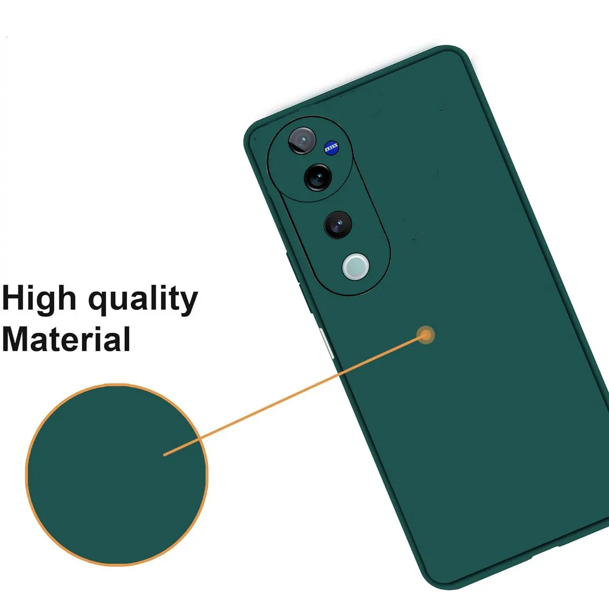 Micvir Back Cover for vivo V40 5G (Green, Dual Protection, Silicon, Pack of: 1) — image 3 of 5