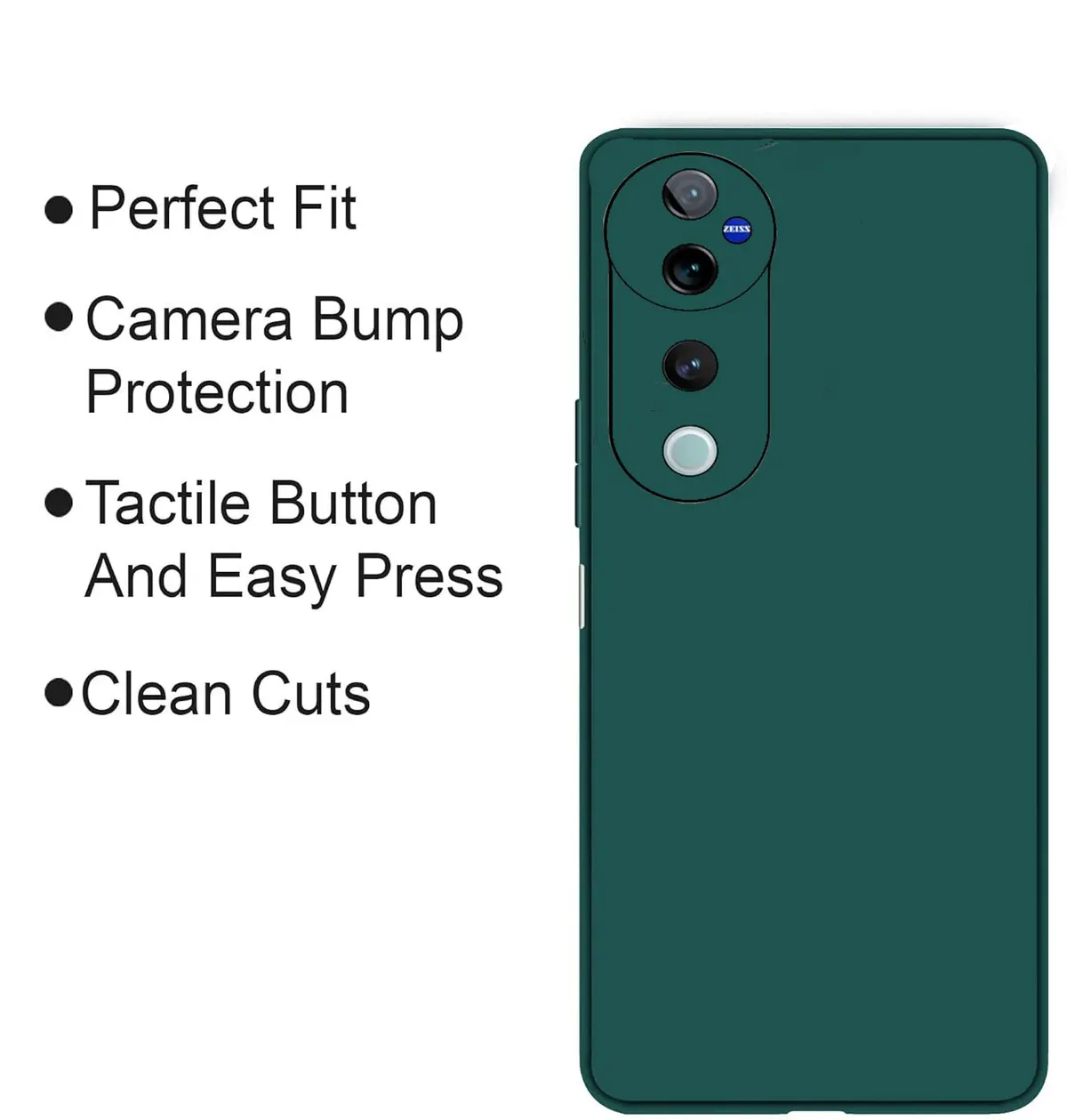 Micvir Back Cover for vivo V40 5G (Green, Dual Protection, Silicon, Pack of: 1) — image 4 of 5