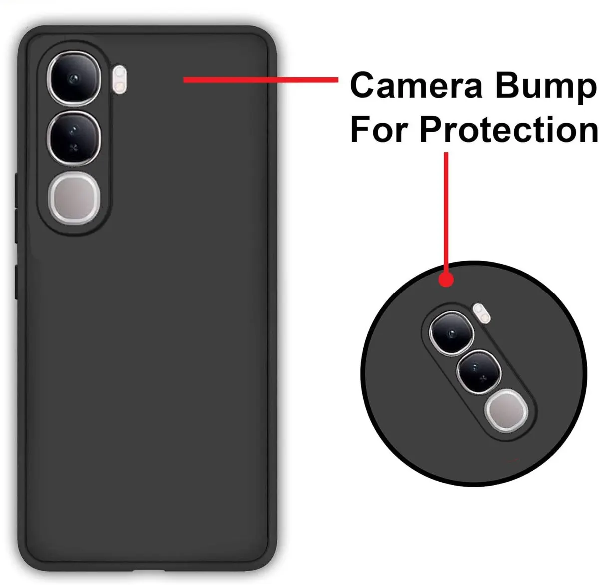 Micvir Back Cover for Vivo V40 Lite 5G (Black, Dual Protection, Silicon, Pack of: 1) — image 3 of 5
