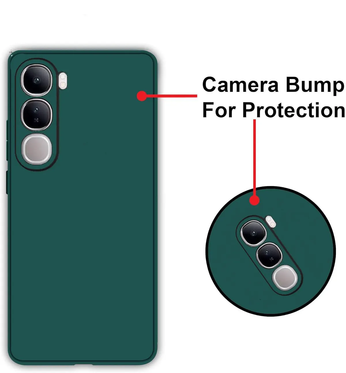 Micvir Back Cover for Vivo V40 Lite 5G (Green, Dual Protection, Silicon, Pack of: 1) — image 3 of 5