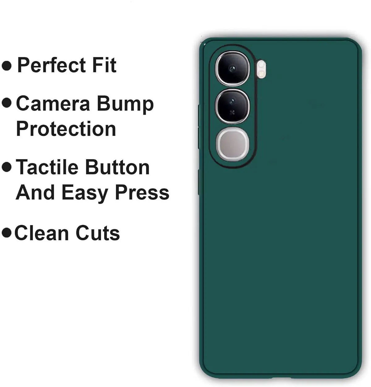 Micvir Back Cover for Vivo V40 Lite 5G (Green, Dual Protection, Silicon, Pack of: 1) — image 4 of 5