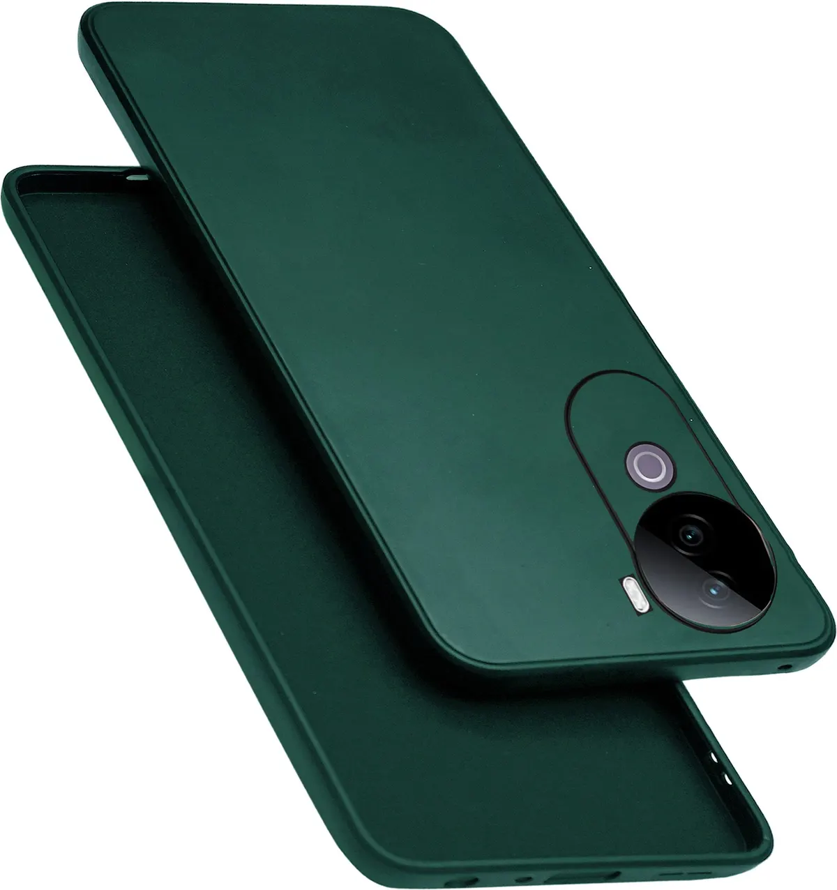 Micvir Back Cover for vivo V40e 5G (Green, Dual Protection, Silicon, Pack of: 1)